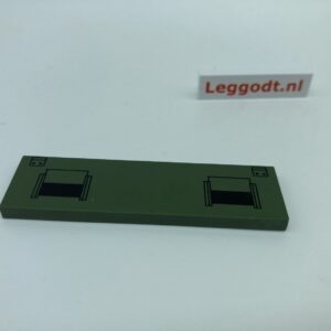 COBI: Tile 2 x 7 without Groove with Black Pattern (Pad printed) - dark green military (ciemnozielony wojskowy/militarny)