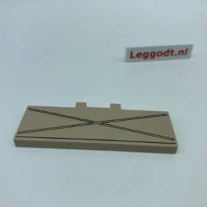 COBI: Hinge, Tile 2 x 6 with Pin Holders Extended with Black Cross (Pad printed) - beige (bezowy)