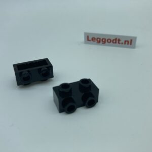 COBI: Brick, Modified 1 x 2 x 2/3 with 2 Pivots on the Side (without Pin) - black (czarny)