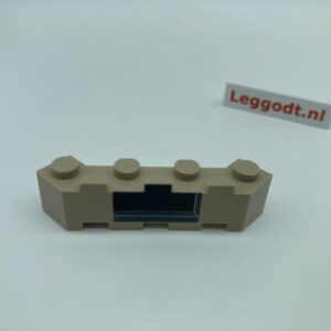 COBI: Brick, Modified 1 x 6 with Cutoff Corners with Black Area (Bottom/Left) ( Pad printed) - beige (bezowy)