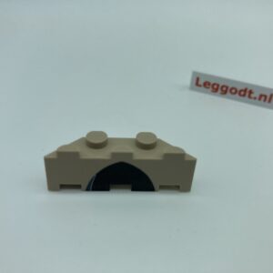 COBI: Brick, Modified 1 x 4 with Cutoff Corners with Black Area (Top/Right) (Pad printed) - beige (bezowy)