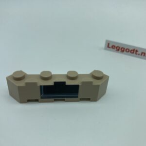 COBI: Brick, Modified 1 x 6 with Cutoff Corners with Black Area (Bottom/Right) ( Pad printed) - beige (bezowy)
