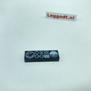 Tile 1 x 3 without Groove (without Pins) with Instrument Panel (Pad printed) - black (czarny)