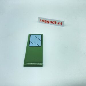 Tile, Modified 2 x 5 with 3 Rounded Sides with Window Pattern Left (Pad printed) - dark green military (ciemnozielony wojskowy/militarny)