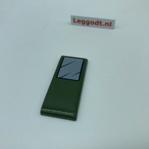 Tile, Modified 2 x 5 with 3 Rounded Sides with Window Pattern Right (Pad printed) - dark green military (ciemnozielony wojskowy/militarny)